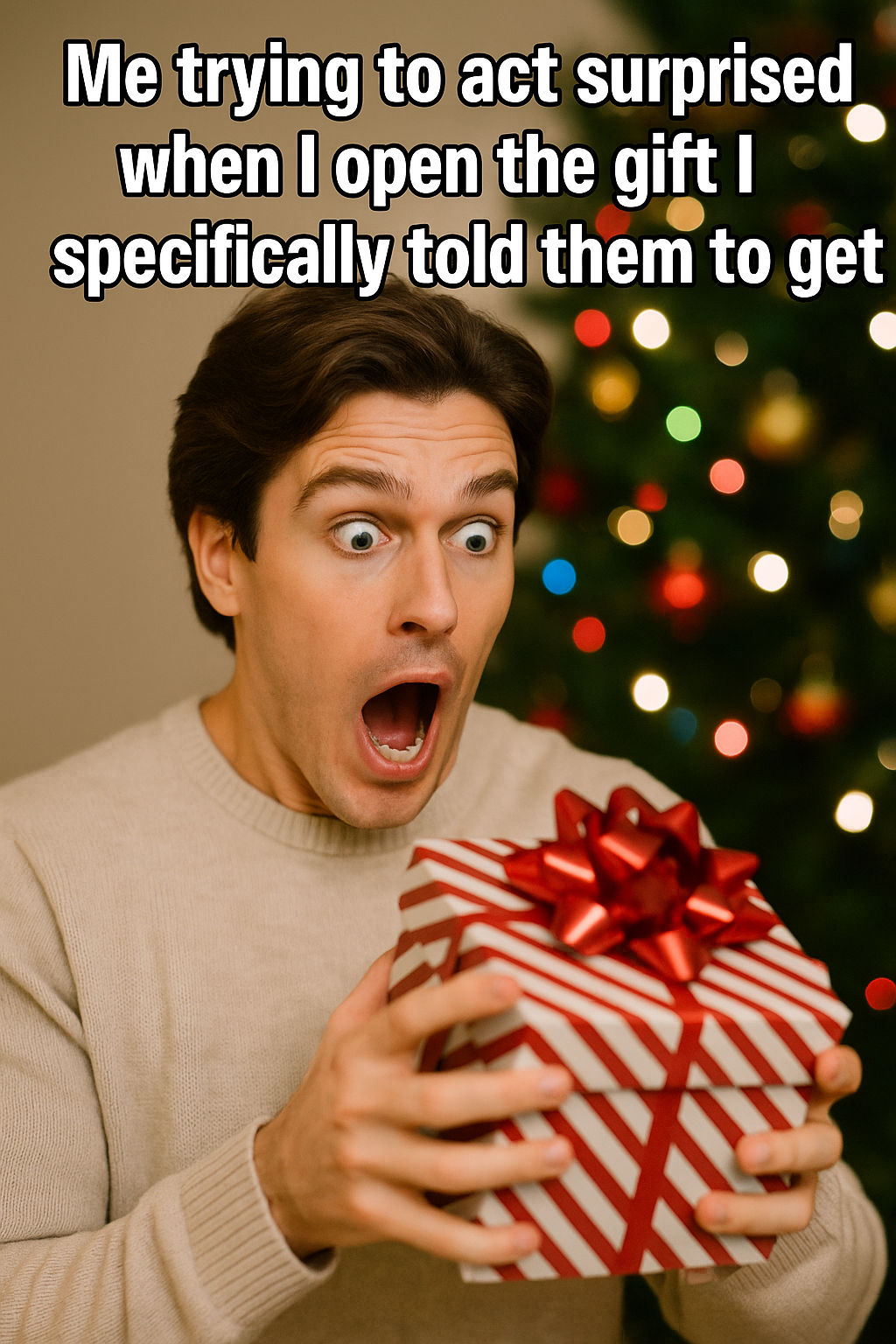 acting surprised at christmas meme