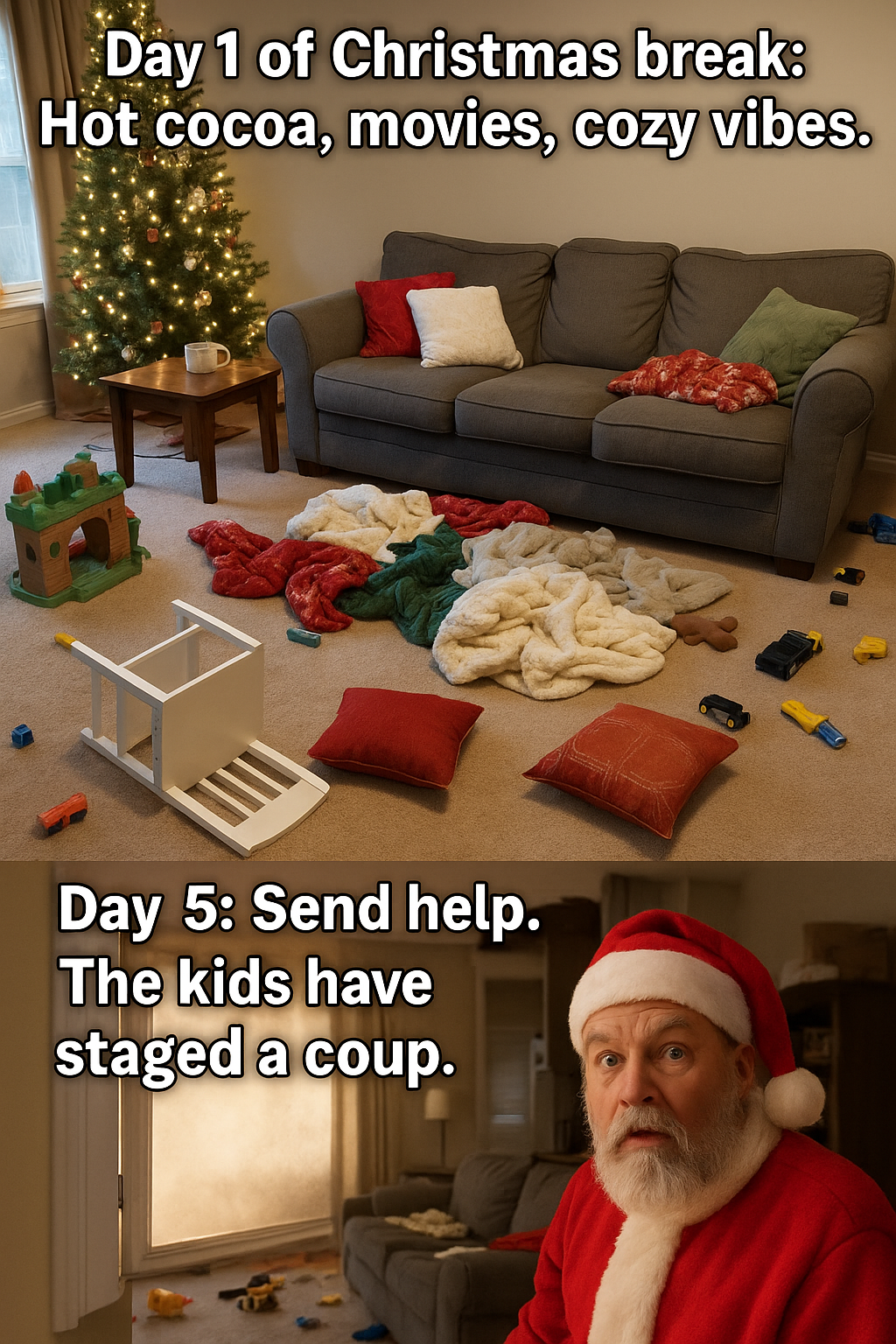 kids have staged a coup at christmas meme