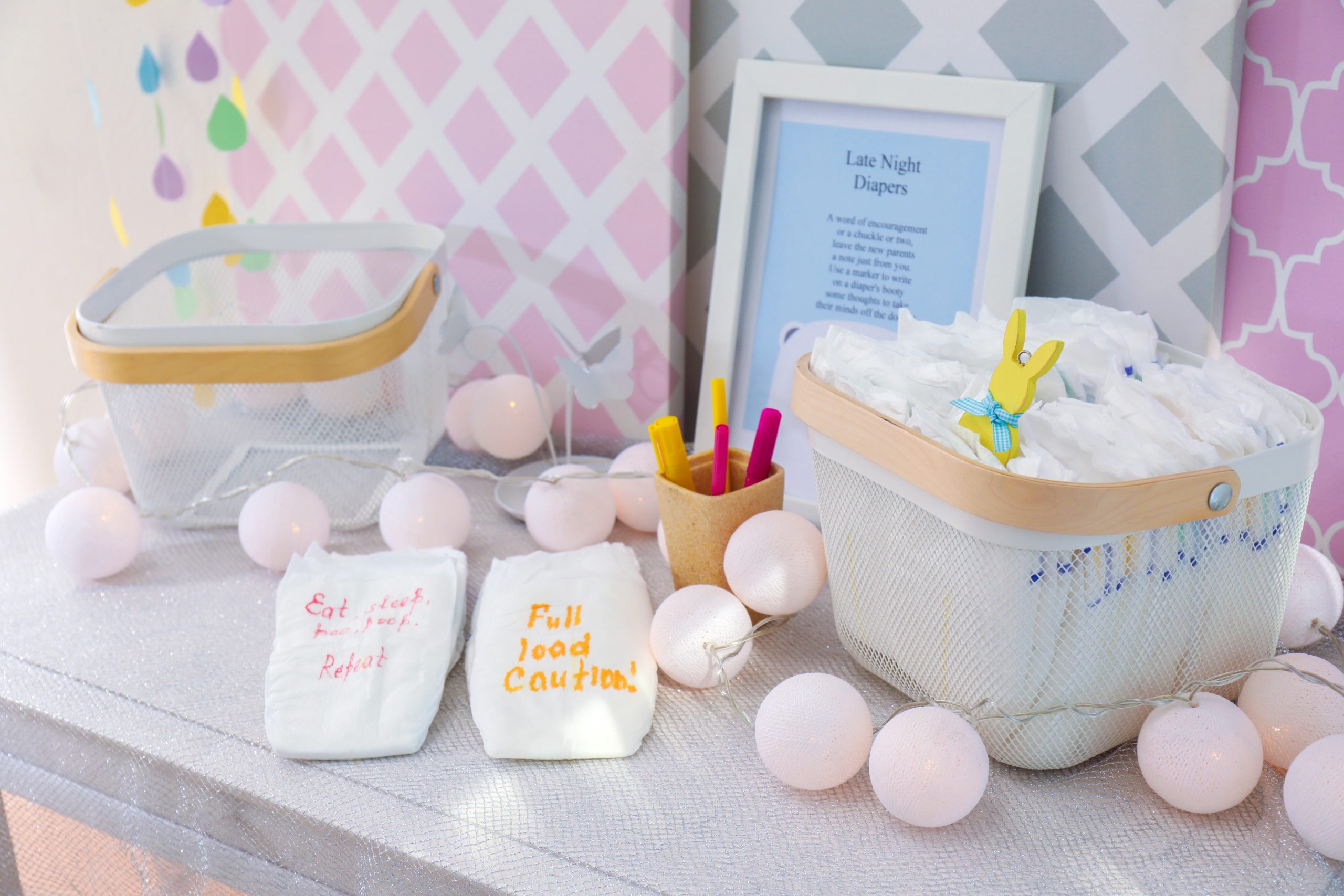 baby sprinkle gifts on table