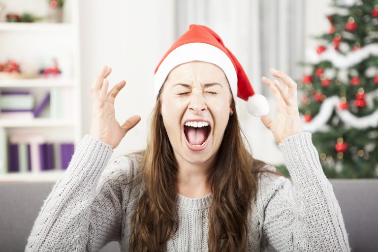 woman upset screaming about bad christmas gift