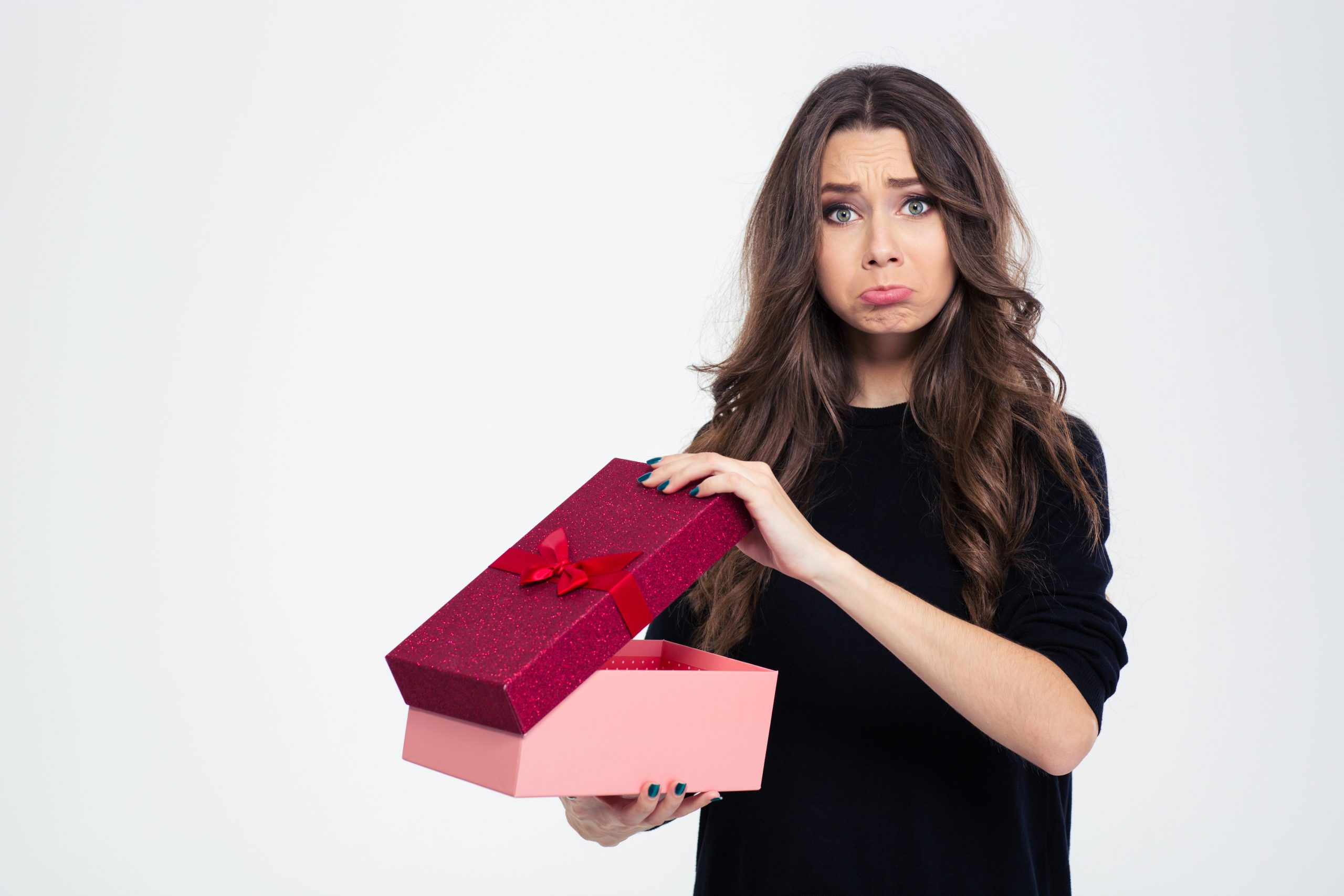 sad girl after getting bad gift