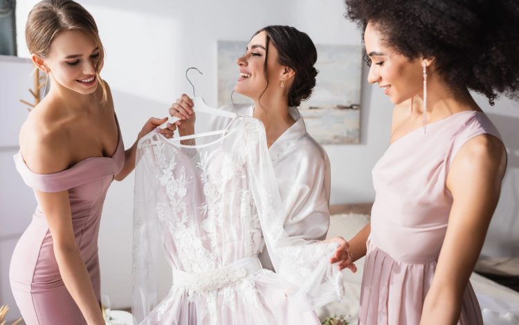 white lace dress on bride