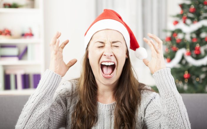 woman upset screaming about bad christmas gift